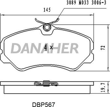 Danaher DBP567 - Тормозные колодки, дисковые, комплект abcparts.ee