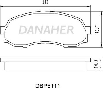 Danaher DBP5111 - Тормозные колодки, дисковые, комплект abcparts.ee