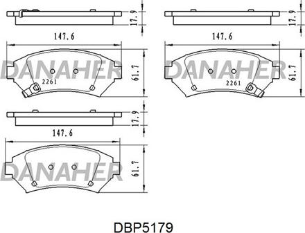 Danaher DBP5179 - Тормозные колодки, дисковые, комплект abcparts.ee