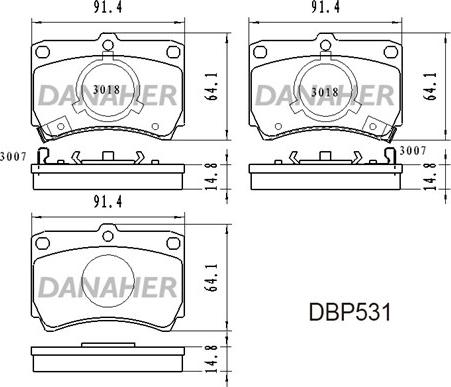 Danaher DBP531 - Тормозные колодки, дисковые, комплект abcparts.ee