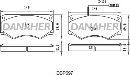 Danaher DBP697 - Тормозные колодки, дисковые, комплект abcparts.ee