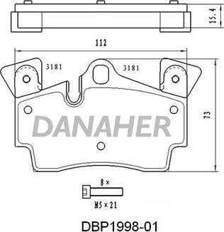 Danaher DBP1998-01 - Тормозные колодки, дисковые, комплект abcparts.ee