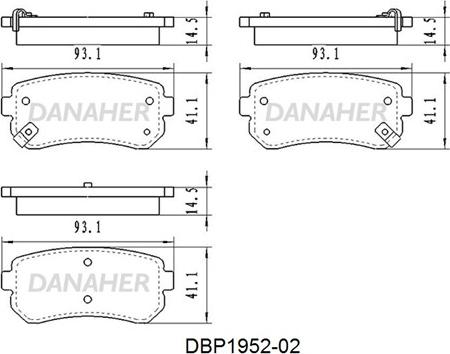 Danaher DBP1952-02 - Тормозные колодки, дисковые, комплект abcparts.ee