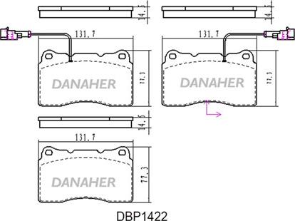 Danaher DBP1422 - Тормозные колодки, дисковые, комплект abcparts.ee