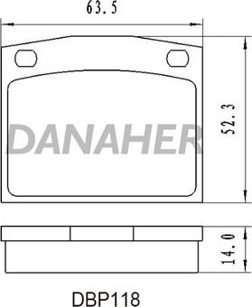 Danaher DBP118 - Тормозные колодки, дисковые, комплект abcparts.ee