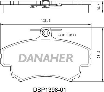 Danaher DBP1398-01 - Тормозные колодки, дисковые, комплект abcparts.ee