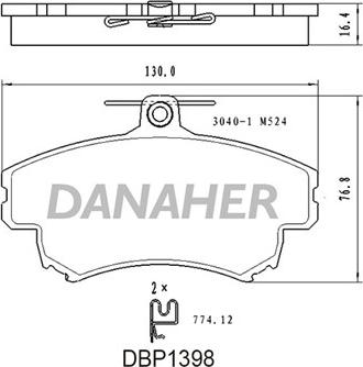 Danaher DBP1398 - Тормозные колодки, дисковые, комплект abcparts.ee