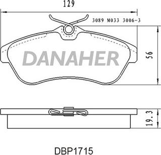 Danaher DBP1715 - Тормозные колодки, дисковые, комплект abcparts.ee