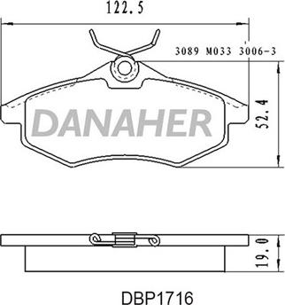 Danaher DBP1716 - Тормозные колодки, дисковые, комплект abcparts.ee