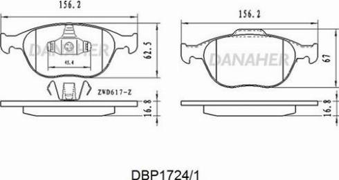 Danaher DBP1724/1 - Тормозные колодки, дисковые, комплект abcparts.ee