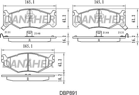 Danaher DBP891 - Тормозные колодки, дисковые, комплект abcparts.ee