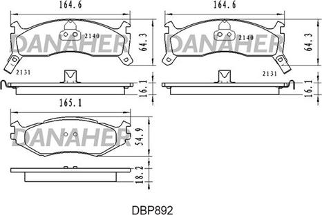 Danaher DBP892 - Тормозные колодки, дисковые, комплект abcparts.ee