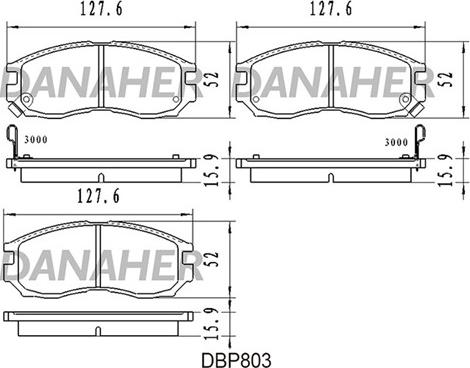 Danaher DBP803 - Тормозные колодки, дисковые, комплект abcparts.ee