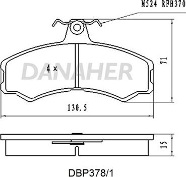 Danaher DBP378/1 - Тормозные колодки, дисковые, комплект abcparts.ee