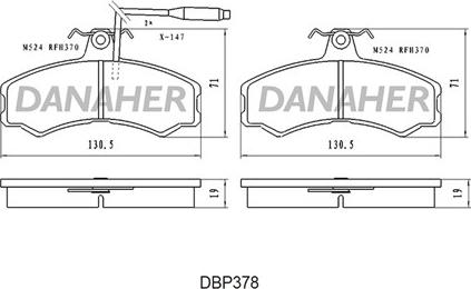 Danaher DBP378 - Тормозные колодки, дисковые, комплект abcparts.ee