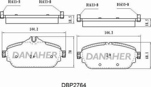 Danaher DBP2764 - Тормозные колодки, дисковые, комплект abcparts.ee