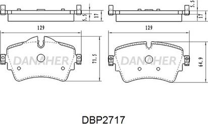 Danaher DBP2717 - Тормозные колодки, дисковые, комплект abcparts.ee