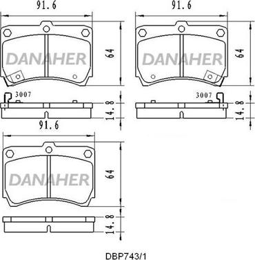 Danaher DBP743/1 - Тормозные колодки, дисковые, комплект abcparts.ee
