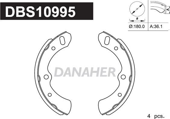 Danaher DBS10995 - Комплект тормозных колодок, барабанные abcparts.ee