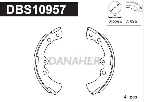 Danaher DBS10957 - Комплект тормозных колодок, барабанные abcparts.ee