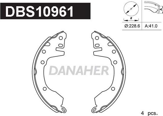 Danaher DBS10961 - Комплект тормозных колодок, барабанные abcparts.ee
