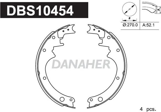 Danaher DBS10454 - Комплект тормозных колодок, барабанные abcparts.ee