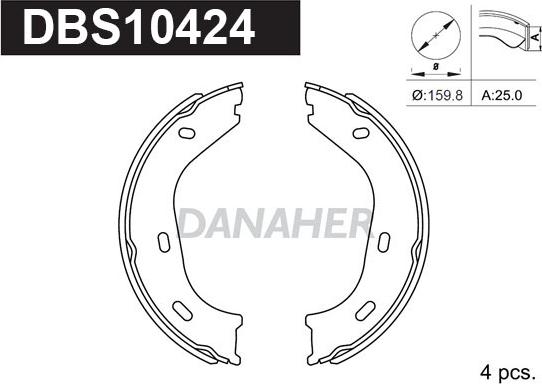 Danaher DBS10424 - Комплект тормозов, ручник, парковка abcparts.ee