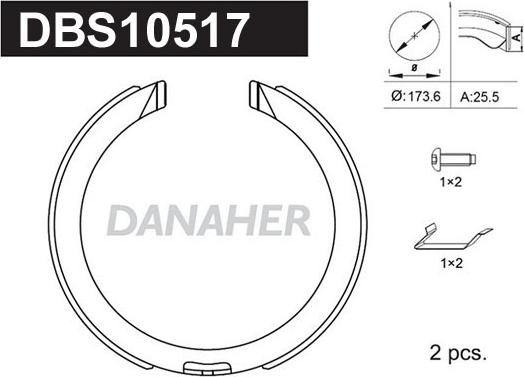 Danaher DBS10517 - Комплект тормозов, ручник, парковка abcparts.ee