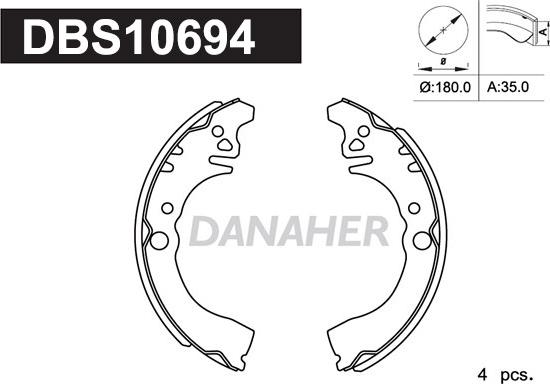 Danaher DBS10694 - Комплект тормозных колодок, барабанные abcparts.ee