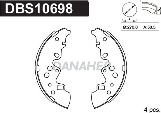 Danaher DBS10698 - Комплект тормозных колодок, барабанные abcparts.ee
