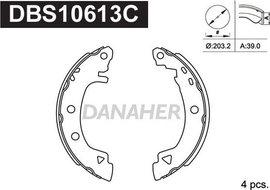 Danaher DBS10613C - Комплект тормозных колодок, барабанные abcparts.ee