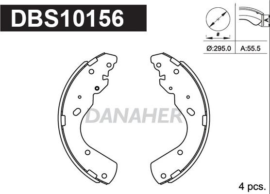 Danaher DBS10156 - Комплект тормозных колодок, барабанные abcparts.ee
