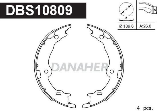 Danaher DBS10809 - Комплект тормозов, ручник, парковка abcparts.ee
