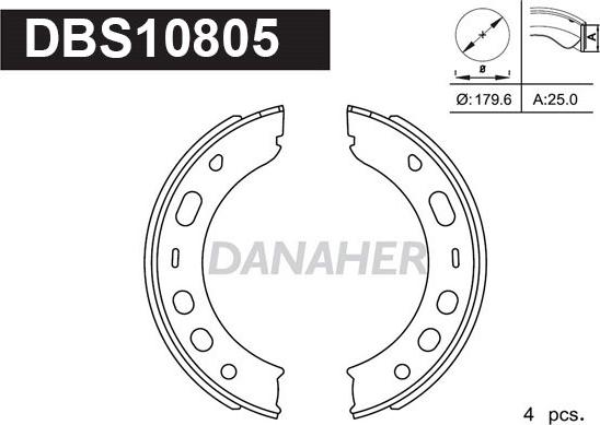 Danaher DBS10805 - Комплект тормозов, ручник, парковка abcparts.ee