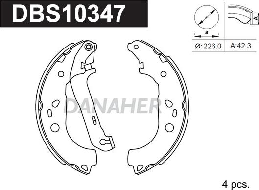 Danaher DBS10347 - Комплект тормозных колодок, барабанные abcparts.ee