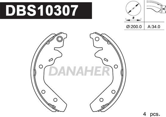 Danaher DBS10307 - Комплект тормозных колодок, барабанные abcparts.ee