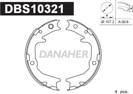 Danaher DBS10321 - Комплект тормозов, ручник, парковка abcparts.ee