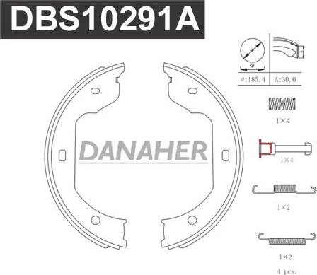 Danaher DBS10291A - Комплект тормозов, ручник, парковка abcparts.ee