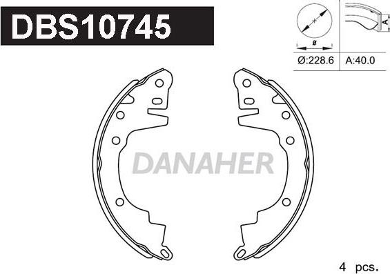 Danaher DBS10745 - Комплект тормозных колодок, барабанные abcparts.ee