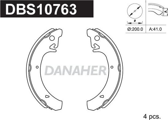 Danaher DBS10763 - Комплект тормозных колодок, барабанные abcparts.ee