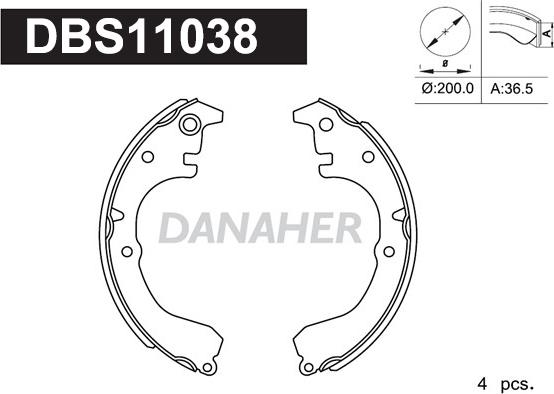 Danaher DBS11038 - Комплект тормозных колодок, барабанные abcparts.ee