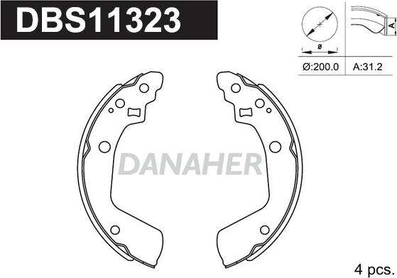 Danaher DBS11323 - Комплект тормозных колодок, барабанные abcparts.ee
