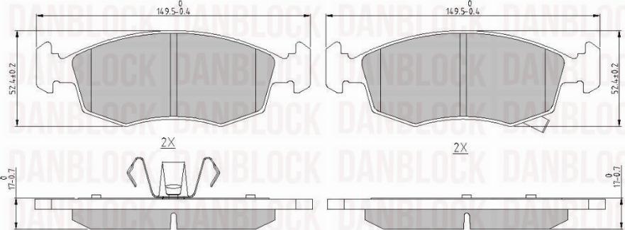 DANBLOCK DB 510922 - Тормозные колодки, дисковые, комплект abcparts.ee