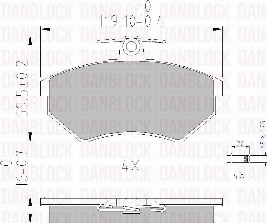 DANBLOCK DB 510158 - Тормозные колодки, дисковые, комплект abcparts.ee