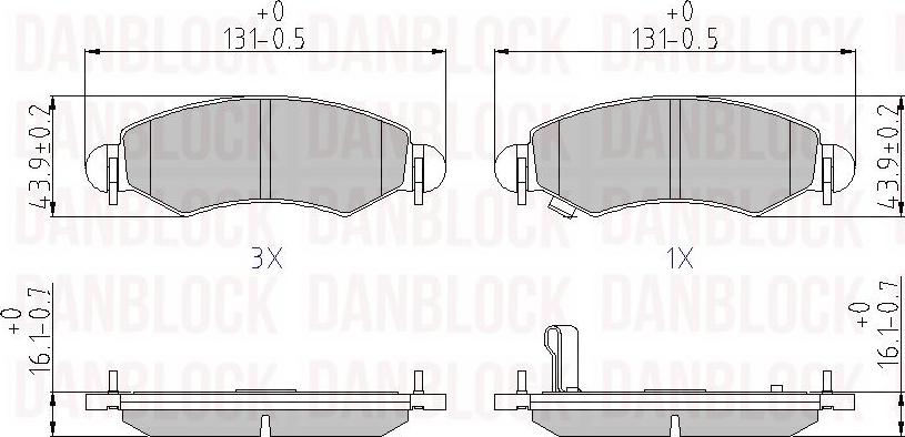 DANBLOCK DB 510750 - Тормозные колодки, дисковые, комплект abcparts.ee