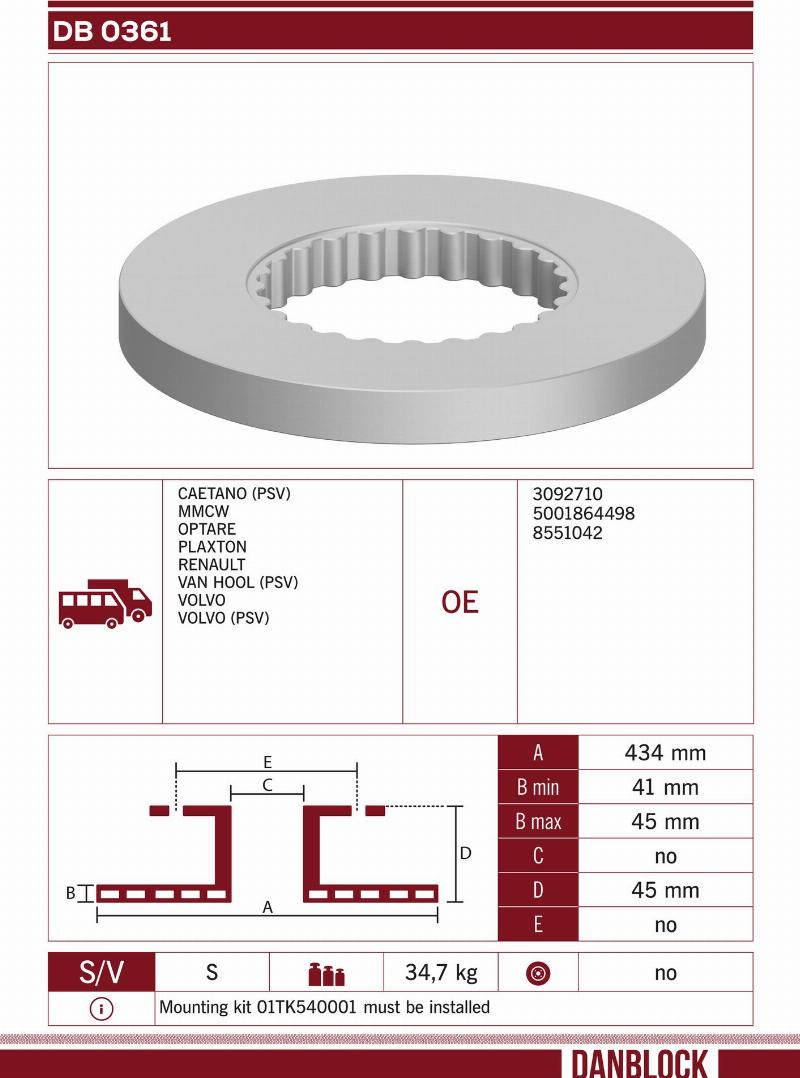 DANBLOCK DB 0361 - Тормозной диск abcparts.ee