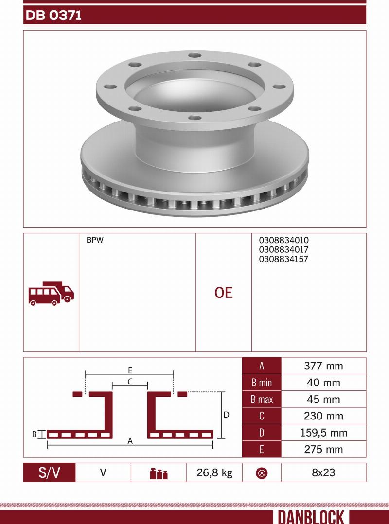 DANBLOCK DB 0371 - Тормозной диск abcparts.ee