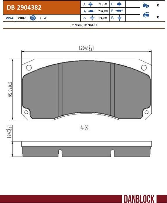DANBLOCK DB 2904382 - Тормозные колодки, дисковые, комплект abcparts.ee