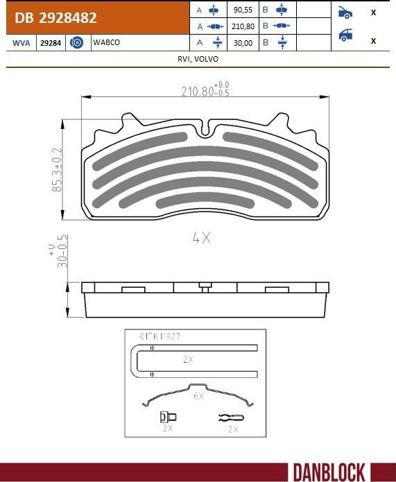 DANBLOCK DB 2928482 - Тормозные колодки, дисковые, комплект abcparts.ee
