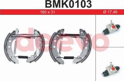 DEEVO BMK0103 - Комплект тормозных колодок, барабанные abcparts.ee